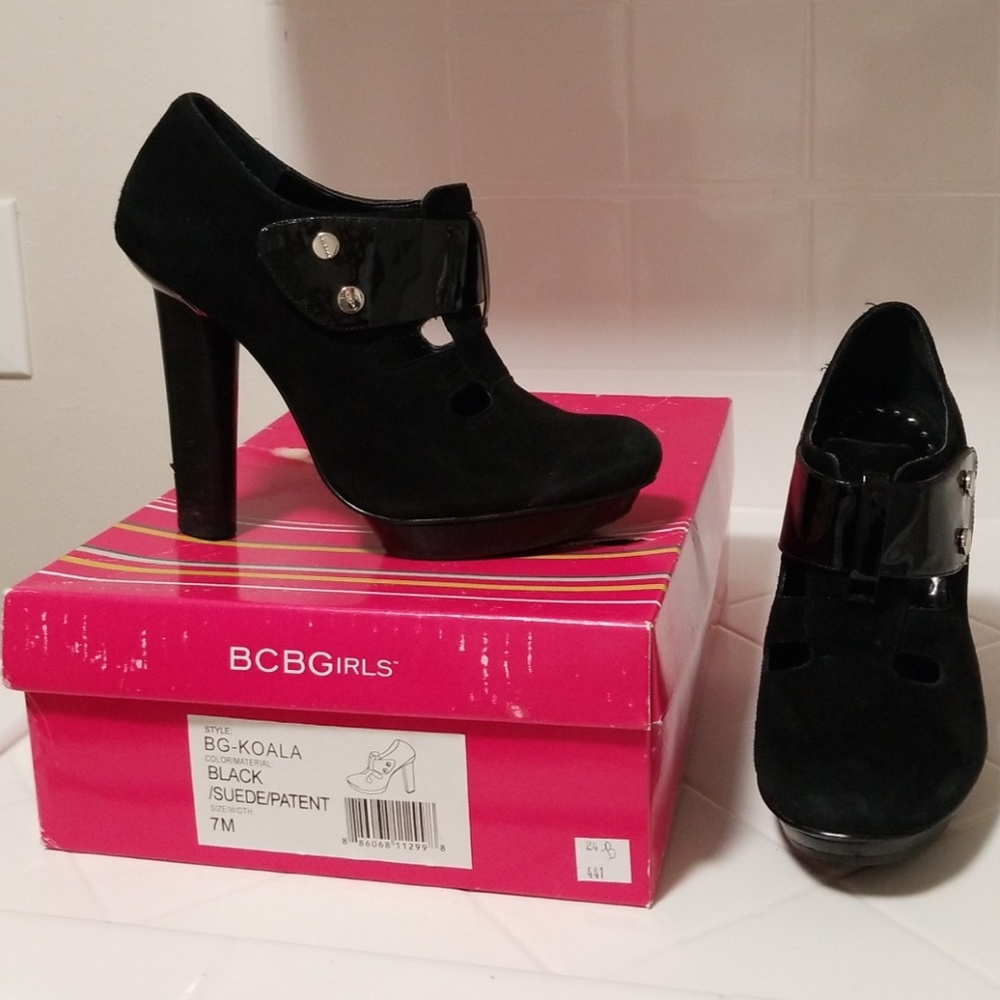BCBG GIRLS Suede/Patent Leather Platform Shoes